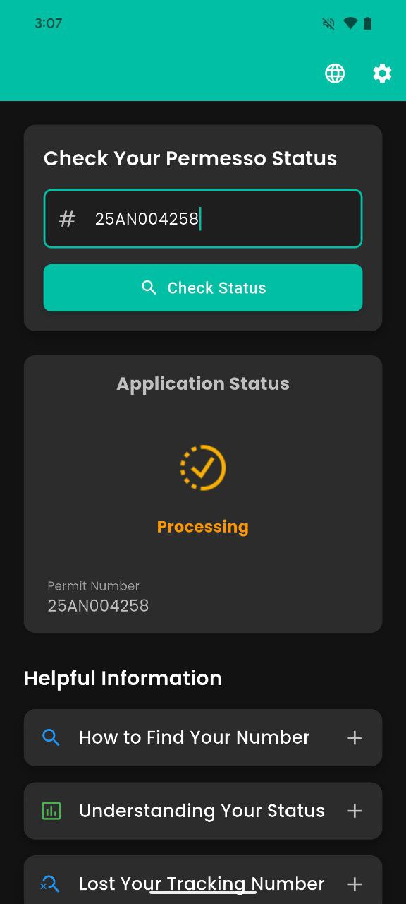 Permesso Tracker Status Check